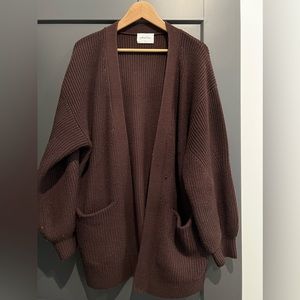 Wilfred free unwind cardigan in rich mocha brown, size Medium